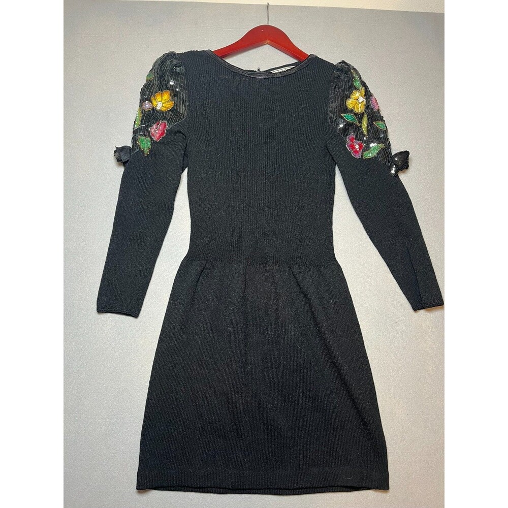 Don Sayres for Wellmore USA Made Wool Black sequin beaded party dress size 6